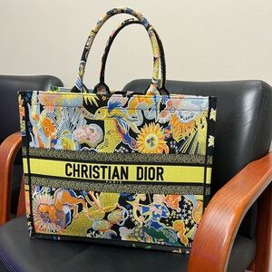 Christian Dior Medium Book Tote Black Mulitcolor